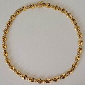 Italian 31G 14K Yellow Gold Swirl Link Collar Necklace